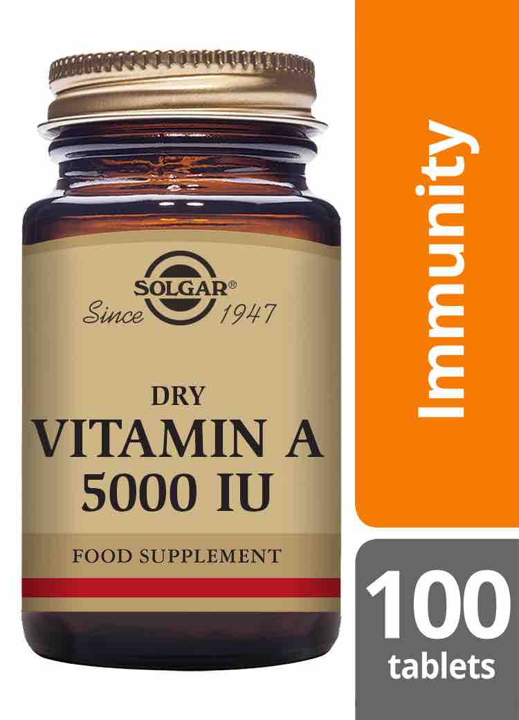 Vitamin A kosttilskud fra Solgar, der er ideelt for veganere og vegetarer.
